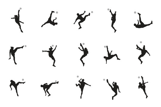 Male and female sepak takraw player silhouettes