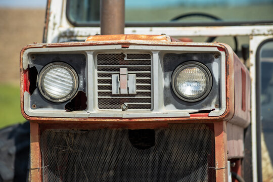 front grille and headlights of old international harvester tractor
