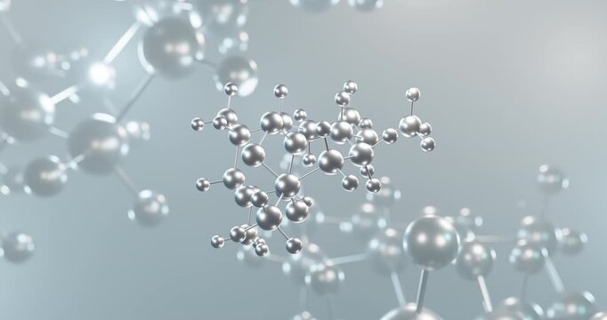 Artemether rotating 3d molecule, molecular structure of antimalarial agent seamless video
