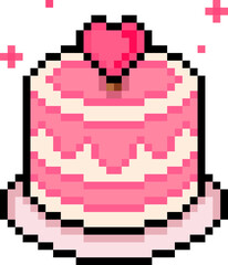 Fototapeta premium Pink Cake Pixel Art Icon
