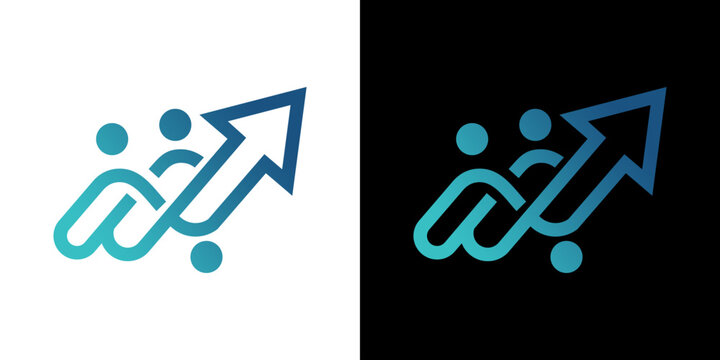 Abstract business growth and teamwork concept illustration with an upward arrow and interconnected figures