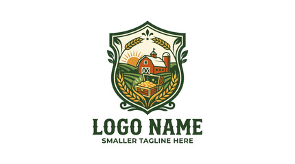 Fototapeta premium Logo template with farm illustration.