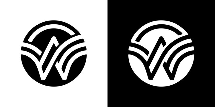 Sleek and dynamic abstract lettermark logo, embodying fluid motion and connectivity within a distinct circular frame, ideal for contemporary branding solutions
