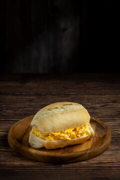 Bread with egg. Bread filled with scrambled eggs, known in Brazil as "P&atilde;o com ovo".