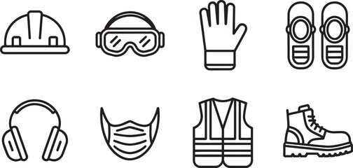 Fototapeta premium safety equipment icons on white background