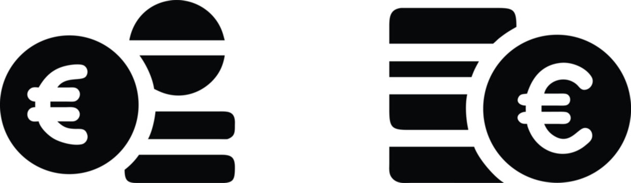 Euro currency coin stack icons representing finance banking investment wealth saving and economic growth financial market.