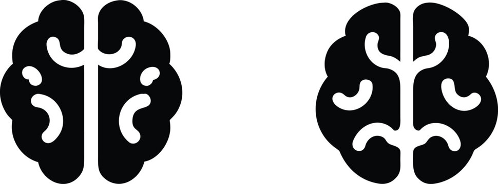 Illustration of two stylized human brains showing left and right hemispheres against a clear transparent background.