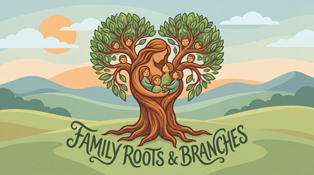 Family Tree Roots and Branches Symbol