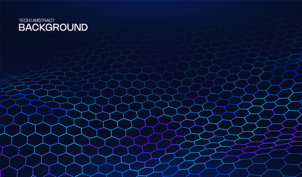 Digital technology data with background network abstract for business communication future. Vector hexagons science with blue computer futuristic for ai connect line. Tech connection digital. 