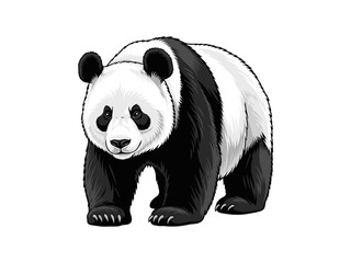 Giant panda bear walking on white background illustration © Gina
