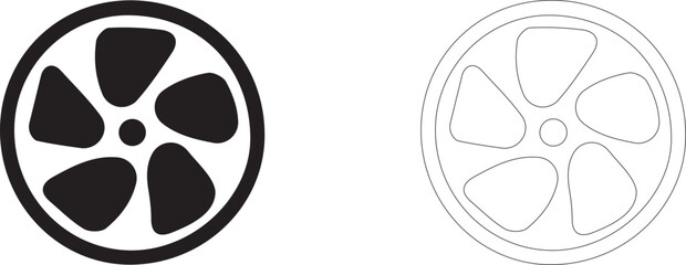 Fan icon, cooling cooler symbol, exhaust fan, air propeller, climate control and house ventilation system, vector icon in two styles: glyph and outline. © PicMag