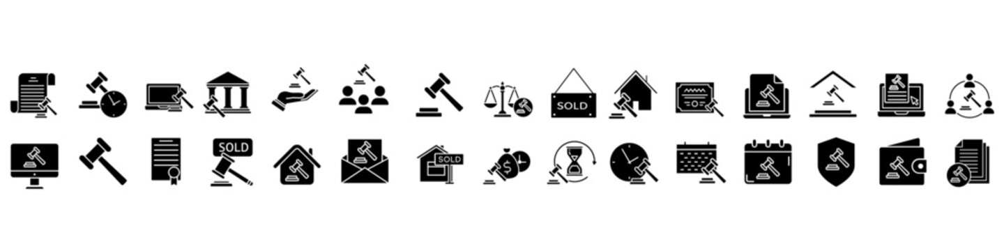Auction icon vector set. Court decision Illustration sign collection. Bidding symbol. Bargaining logo.