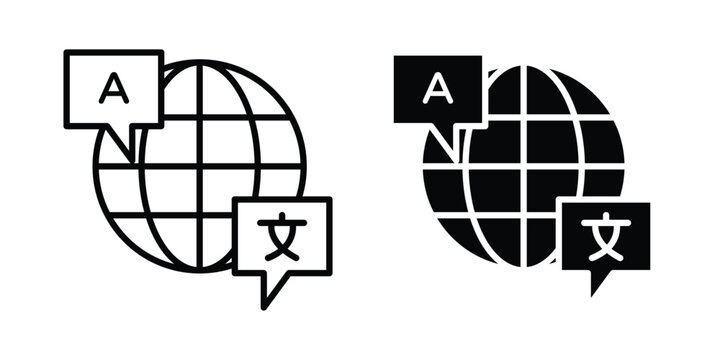 Translate icon. Glyph solid icons collection. Line symbols