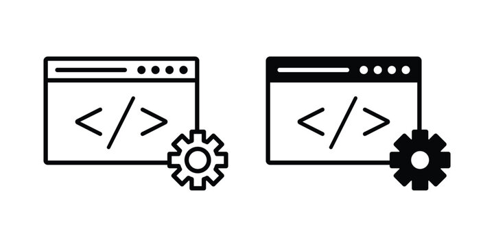 Web development icon. Glyph solid icons collection. Line symbols
