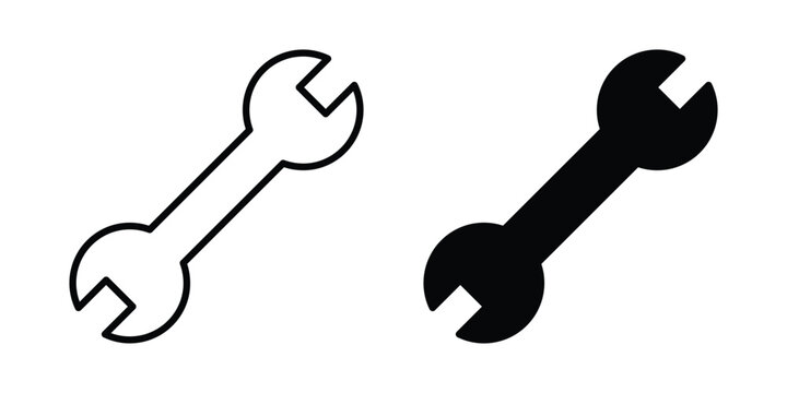 Wrench icon. Glyph solid icons collection. Line symbols