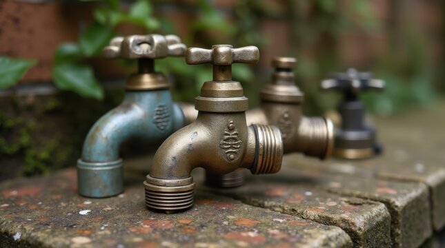 Vintage Brass Garden Taps and Bib Cocks Victorian Style 
