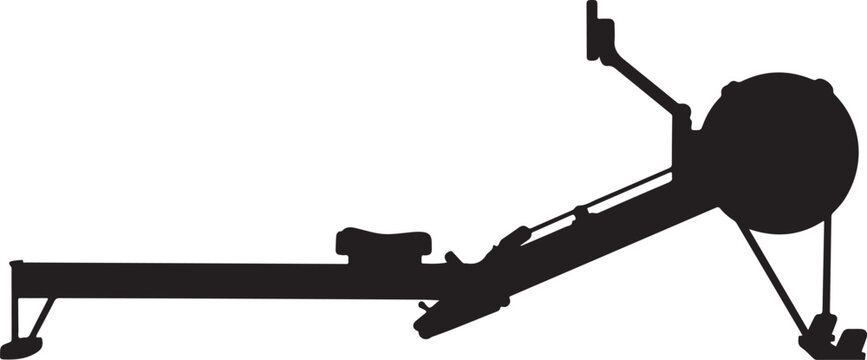 Rowing machine, exercise equipment, fitness gear, gym silhouette