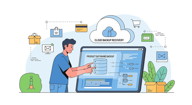 Cloud Backup Recovery Data Storage Tech Concept
