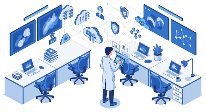 Cloud Computing Network Data Center Technology Isometric Illustration