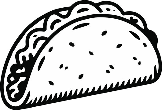 taco illustration black and white distressed logo icon
