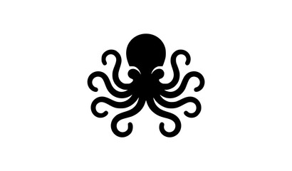 Minimal octopus silhouette icon vector illustration isolated on white background for logo and branding design © Md Humaun