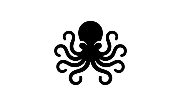 Minimal octopus silhouette icon vector illustration isolated on white background for logo and branding design