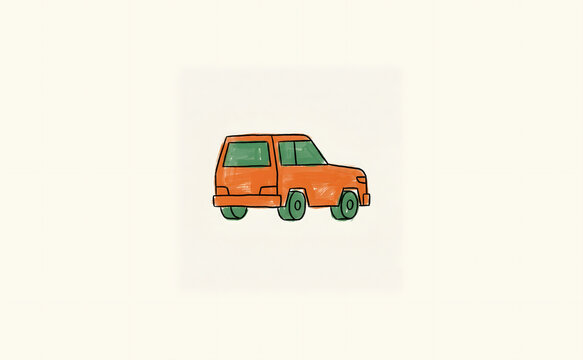 Retro Orange Vintage Microbus Van Road Trip Pop Art Illustration