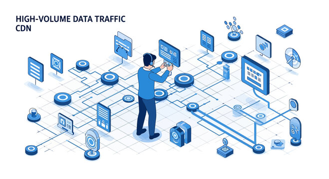 CDN network data flow, digital connection, abstract technology