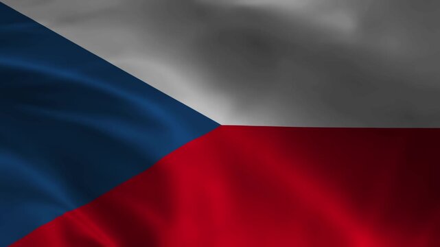 Czechia flag waving in the wind loop, official national flag of Czech Republic, seamless Czech country symbol loop video