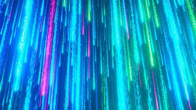 Digital Rain of Glowing Code