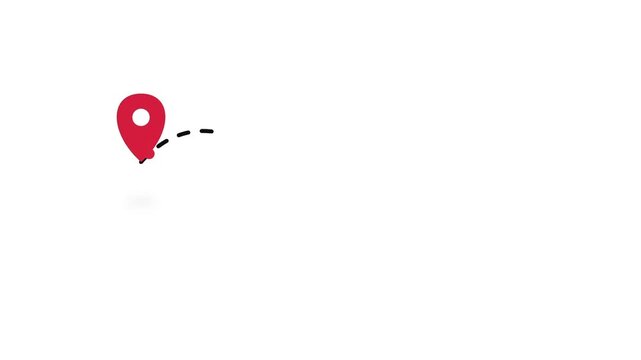 Animated map pin showing a new location with a dashed line and 'we've moved' text, ideal for business relocation announcements.