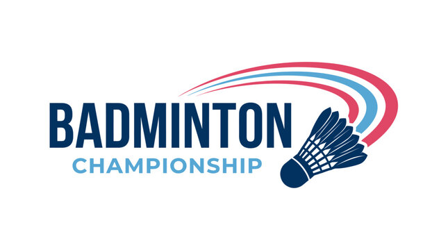 Badminton championship logo with shuttlecock and colorful swoosh