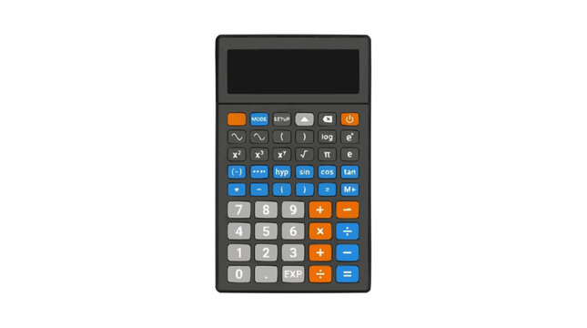 Scientific Calculator with Buttons and Display for Math and Science Calculations PNG Isolated on transparent background