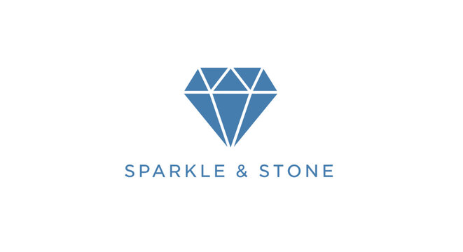 Blue diamond logo with text sparkle and stone.