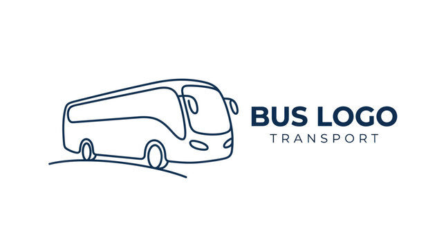 Simple line art bus logo design for transportation services