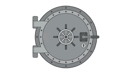 Obraz premium Bank Vault Door with Wheel Handle and Keyhole Illustration PNG Isolated on transparent background