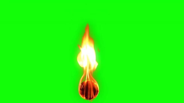 fire ball burning match vector illustration on a green screen background with a bright flame