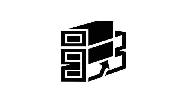 Abstract Server Rack Icon with Data Transfer Arrow