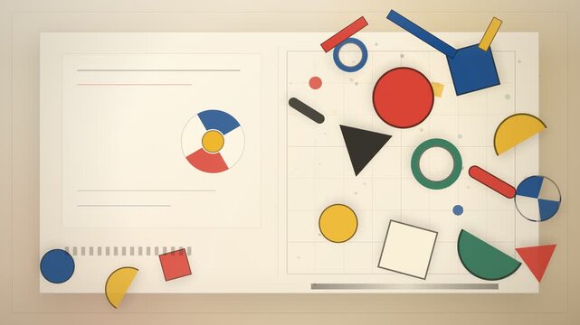 Bauhaus Rotating Geometry Event Background with Colorful Poster Shapes