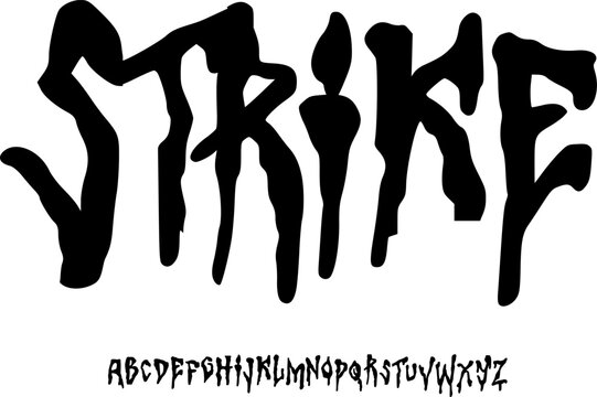 Strike Horror Drip Font Alphabet &ndash; Distorted Grunge Handwritten Typeface for Halloween Posters, Creepy Movie Titles, Punk Band Logos & Dark Horror Typography Design