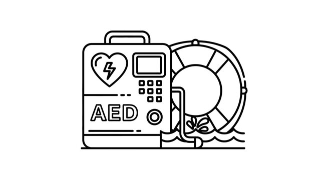 AED Defibrillator with Life Buoy Icon