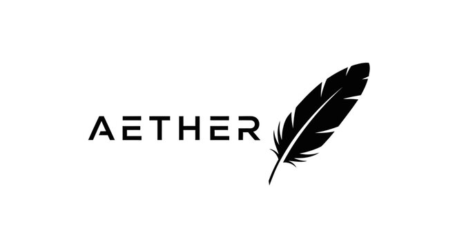 Aether Logo Design with Feather Icon Minimalist Branding