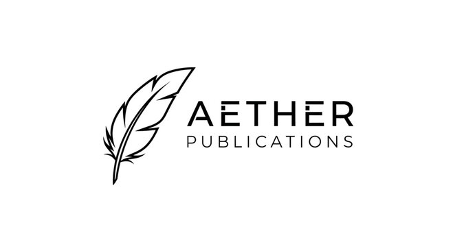 Aether Publications Logo Design Featuring a Minimalist Feather Quill Icon