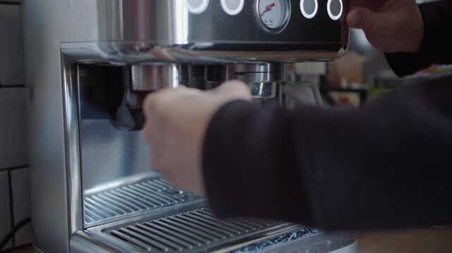 Brewing Espresso Coffee on Home Coffee Machine