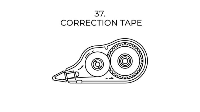 Correction Tape Dispenser Line Art Icon - Whiteout Tool for Office and School Supplies