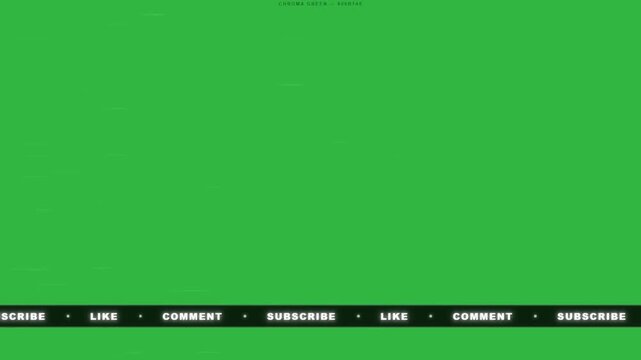 Subscribe Like Comment Scrolling Ticker Bar Green Screen Chroma Key YouTube Channel Social Media Motion Graphic