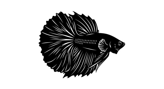 Black and white betta fish swimming.