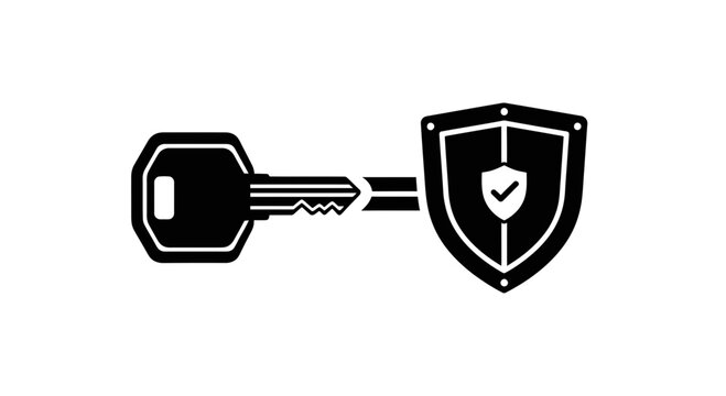 Security Key Icon with Shield and Checkmark