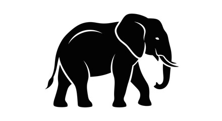 Obraz premium Black Elephant Silhouette Walking Sideways.
