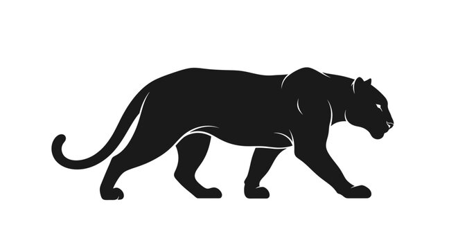 Black Panther Walking Silhouette Side View.